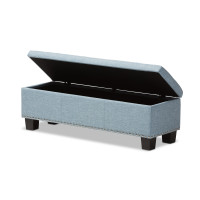Baxton Studio BBT3136-OTTO-Light Blue-H1217-21 Hannah Modern and Contemporary Light Blue Fabric Upholstered Button-Tufting Storage Ottoman Bench